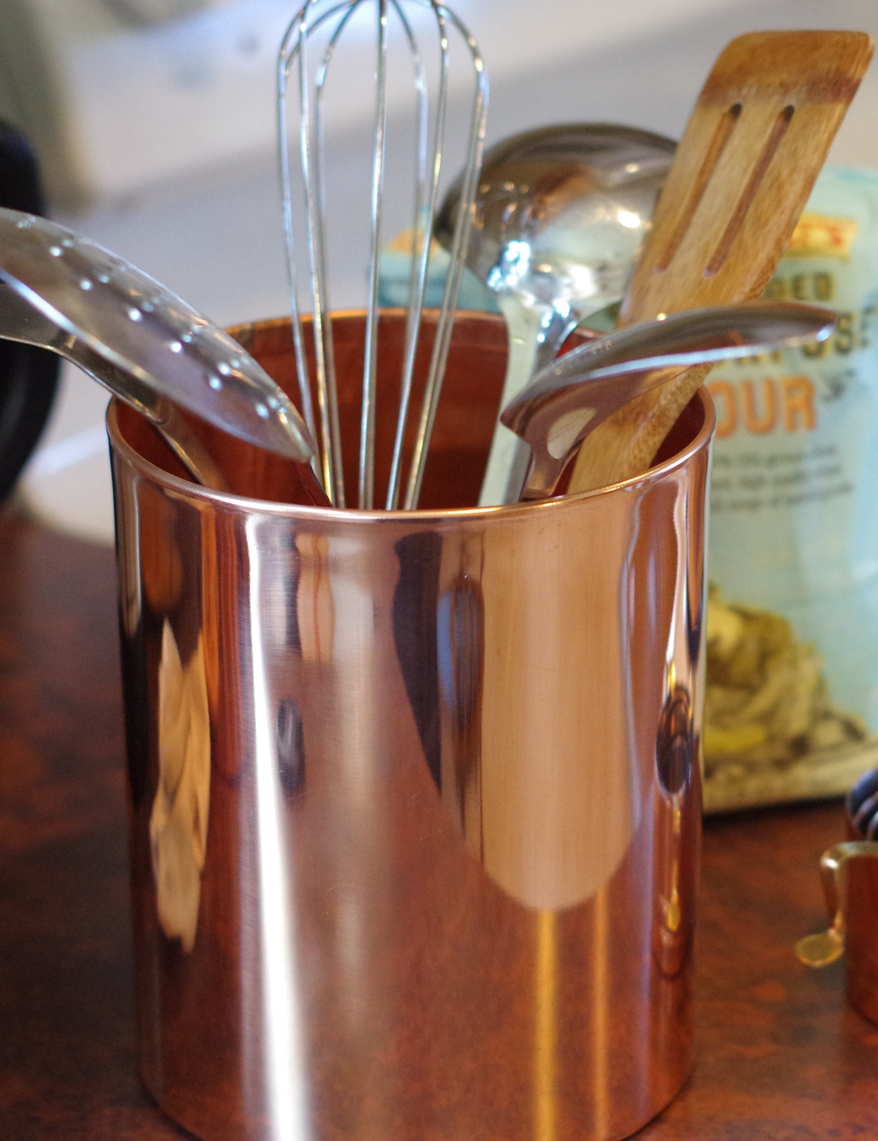 Solid Copper Utensil Holder, 7-inch